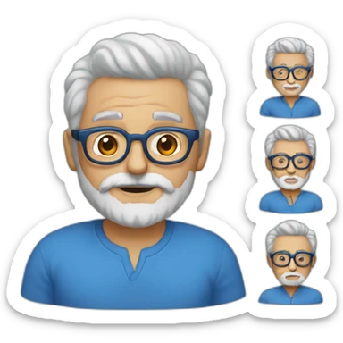 Abuelo lentes azules pelo corto y barba corta sticker