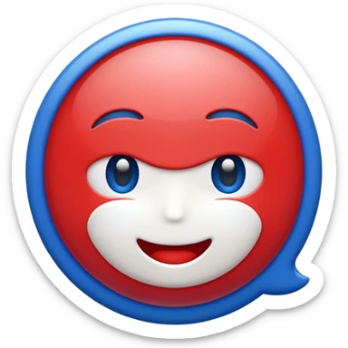 A high-quality emoji-style icon in red, white, and blue only (no other colors).
Smooth shading and highlights using only red, white, and blue, no gradients outside those colors.
No text, no symbols, no additional colors. sticker