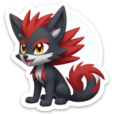 Black Cool Edgy Anthro Quilava Litten Zoroark Zorua Fakémon  with White and Red Edgy markings sticker