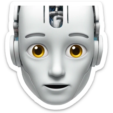 humanoid robot with human brain sticker