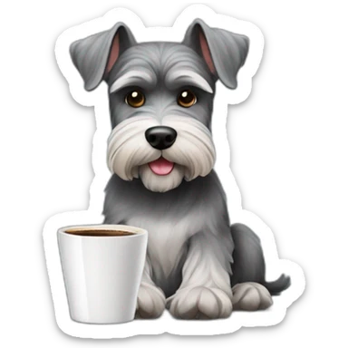 Full Schnauzer with a up of coffe sticker