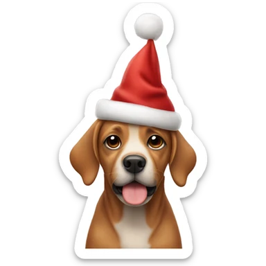 Dog wearing a Christmas hat  sticker