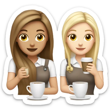 brunette long hair white girl and blonde short white girl having coffee  sticker