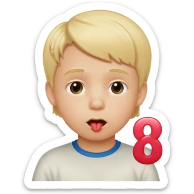 Blonde kid drooling with numbers 67 next to him  sticker