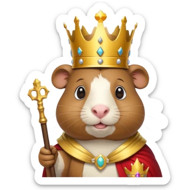 almighty guinea pig god with a mole on the left cheek, holding a scepter, majestic and benevolent sticker