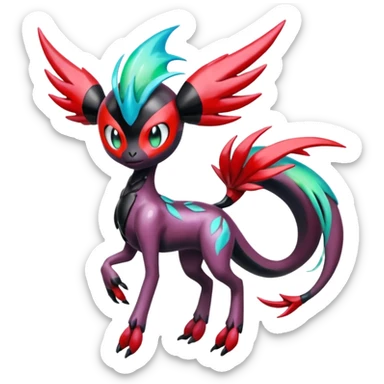 Colorful Shiny Edgy Cool Badass Painted Splashed Exotic Meloetta-Palkia-Venom-Yveltal-Darkrai-Fakémon-creature-hybrid sticker