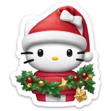 Hello Kitty mit cristmas hut sticker