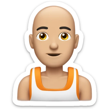Man with bushy eyebrows and no hair except for the size of his head driving a gokart￼ sticker