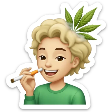 A weed joint blowing out smoke that’s laughing sticker