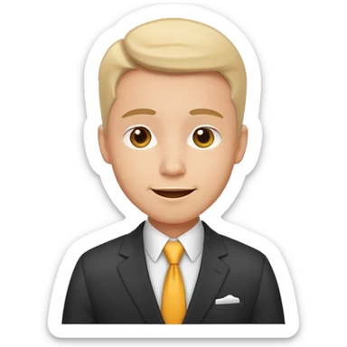 30s male office worker in suit with bright expression sticker