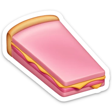 bologna slice with smooth edge, pink, no background, emoji style sticker