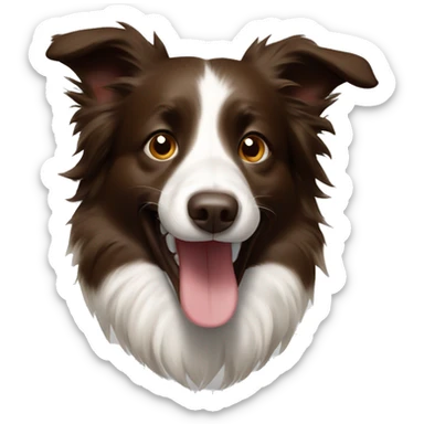 Brown border collie laughing ear up sticker