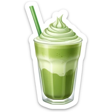 ice matcha latte in glass cup with no straw  sticker