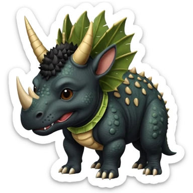 Black pitbull dressed as a triceratops black sticker