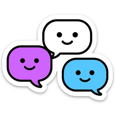 Make the chat conversation bubbles transparent, keeping only the purple and blue outlines and shapes, with no background. sticker