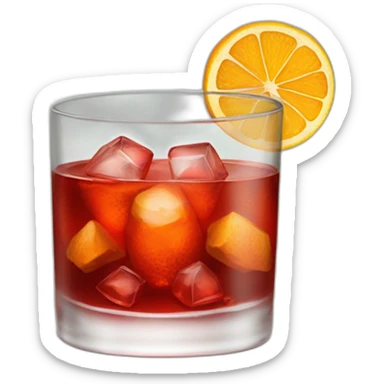 negroni in a rocks glass with a twist sticker