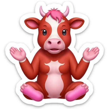 red cow paws in praying position sticker