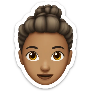  girl with short blonde hair tied into two small, spiky pigtails and dark brown bangs, dark brown eyes and light skintone sticker