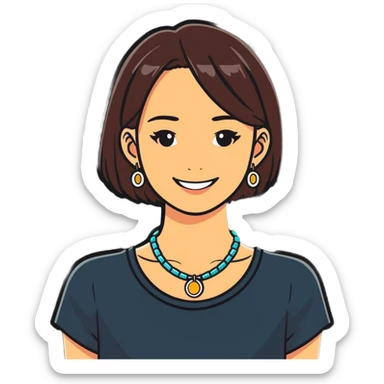 smiling girl with necklace sticker
