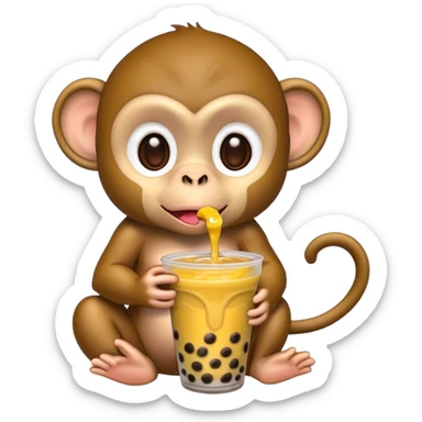 Monkey eating boba sticker