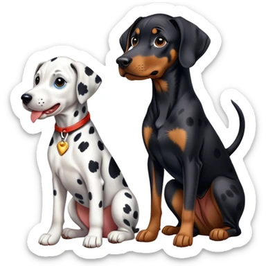 1 Dalmatian adult + 1 dobermann puppy sticker