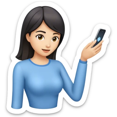 Woman swiping up on invisible screen sticker