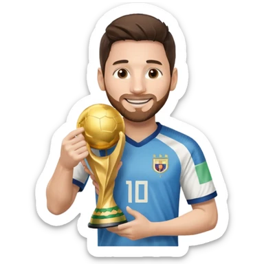 Messi holding the world cup trophy sticker