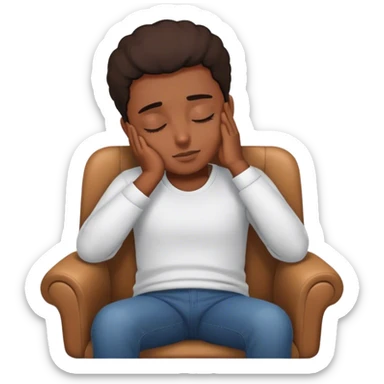 A person sitting in a chair, , hands resting on their lap, eyes closed. No distractions, no to-do lists—just a moment of stillness.  sticker