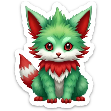 Kawaii Cute Edgy Green Red ethereal Fionbri-Vernid-Trico-animal-creature full body sticker