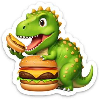 dinosaur with cheeseburger sticker