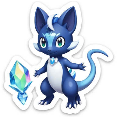 Rainbow crystal mix Shiny pastel Salandit-Meowstic-Noibat-Fakémon-hybrid-creature (full body)  sticker