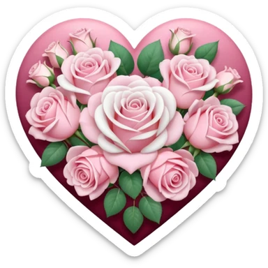 pastel roses in a heart bouquet sticker