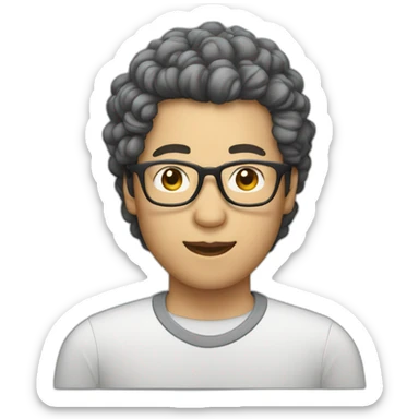asian man with perm and glasses sticker