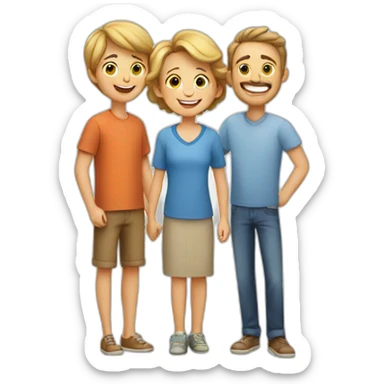 A happy boy with amazing parents sticker