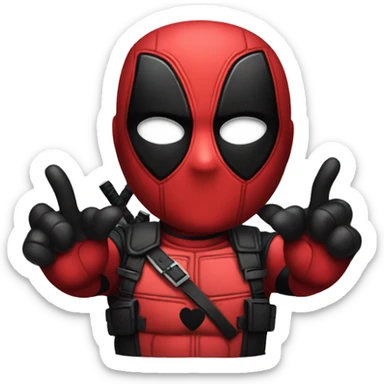 deadpool with heart hands sticker