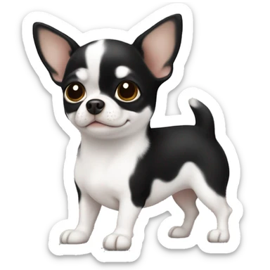 black and white dog chihuahua chubby  sticker