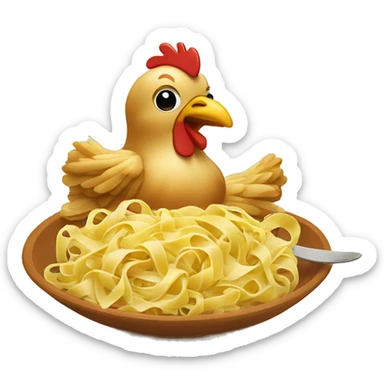 Chicken eating fettuccine sticker