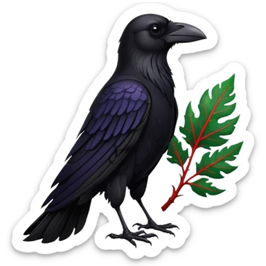 A raven holding a weirwood leaf sticker