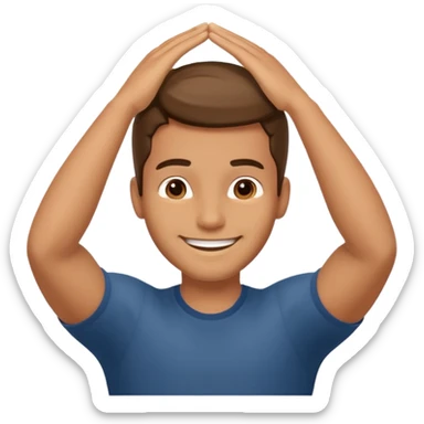 Picture of a handsome man smiling like he is very confident in himself with his hand on his head sticker