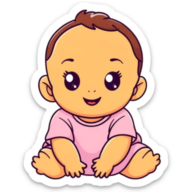 smiling baby girl with big eyes and medium skin tone sticker
