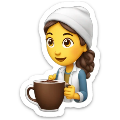 mujer tomando taza de chocolate sticker