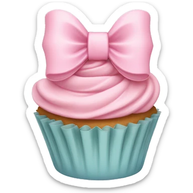 Pastel pink bow cupcake  sticker