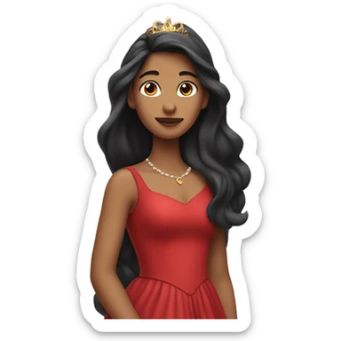 Princess with long dark hair with red dress  sticker