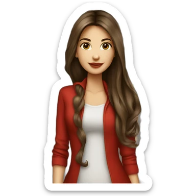 Brunette-girl-long-hair-old-money-fashion-style-red sticker
