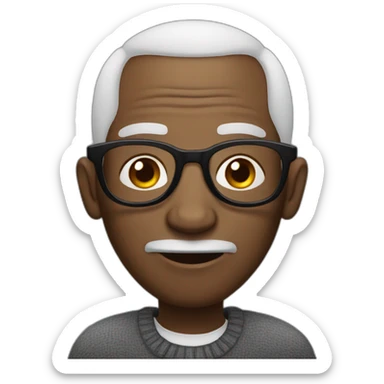 Skinny baldy African American old man with glasses sticker