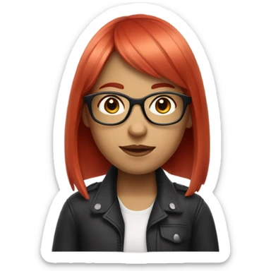 A girl with white bangs and a clear different medium-length red hair, and glasses. sticker