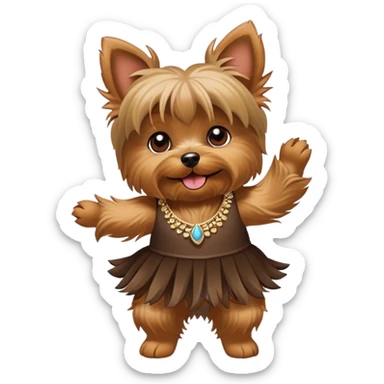 Female yorkie  dancing  sticker