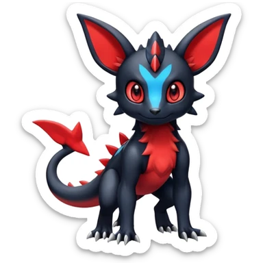 Cute Shiny Guilmon-Salandit-Umbreon-Fakémon-hybrid-creature (full body)  sticker