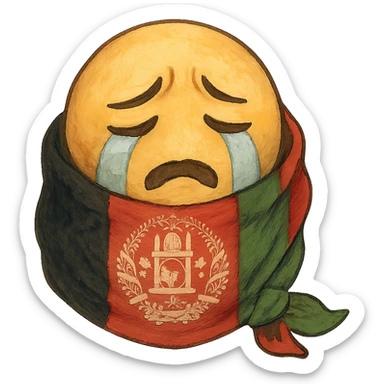 crying emoji wrapped in Afghanistan flag sticker