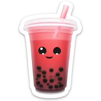 a simple red bubble tea without face without stroke around sticker